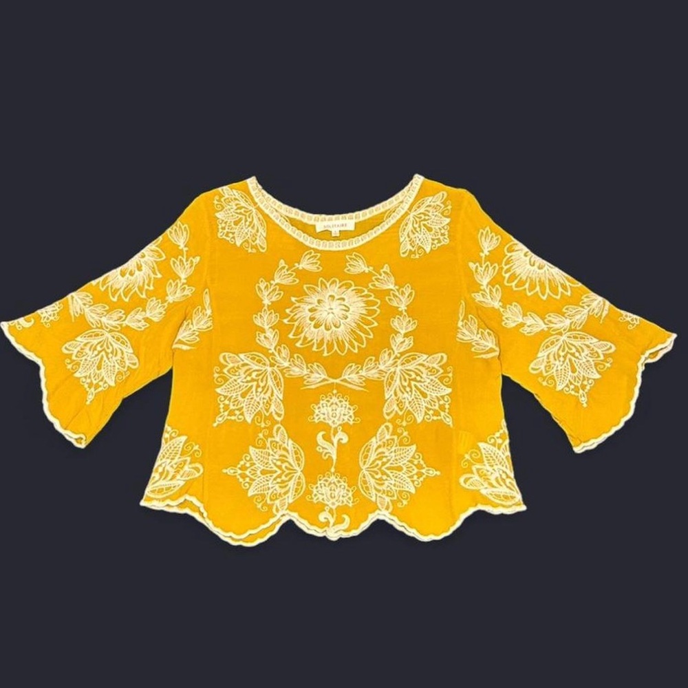 Solitaire Mustard Top with White Floral Embroidery - Picture 7 of 7